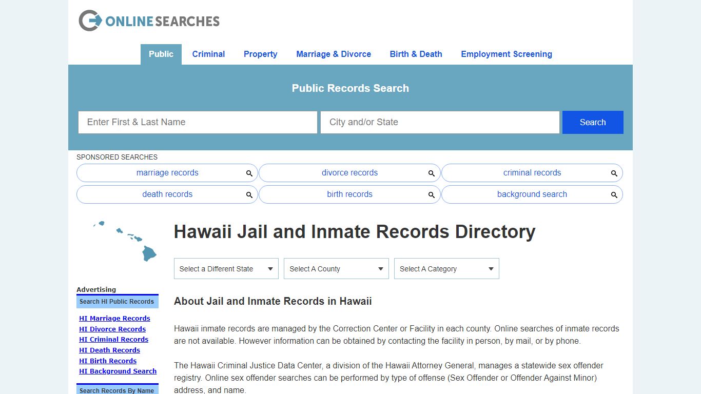 Hawaii Jail and Inmate Records Search Directory